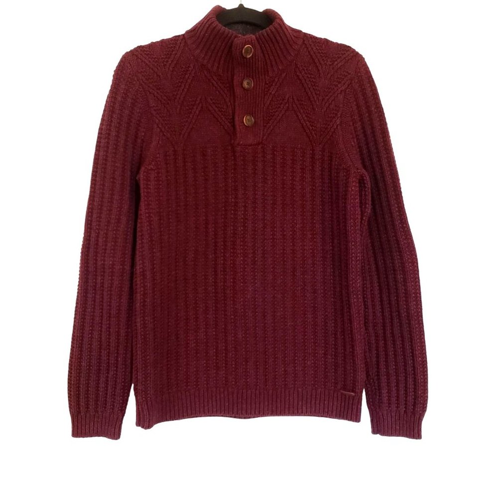 Ted Baker thick cable knit sweater size 2 Mock neck Maroon‎